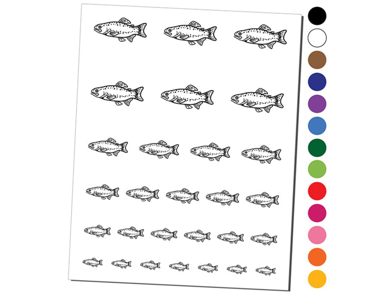 Rainbow Trout Fish with Spots Fishing Temporary Tattoo Water Resistant Fake Body Art Set Collection